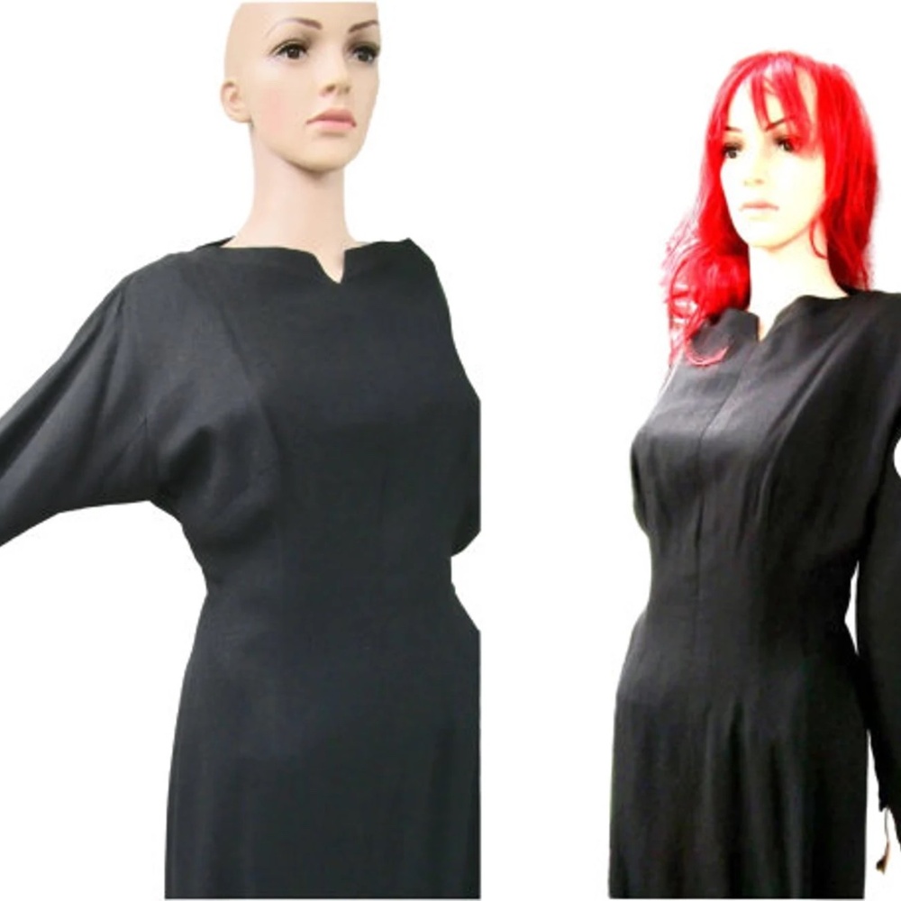 chic vintage wiggle dress w dolman sleeves, Helen of California, 1960s, 36 b